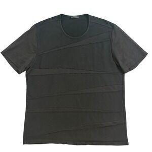 Devil Fashion Mens Black Mesh Panel Short Sleeve Goth Tee Shirt Large Stretch